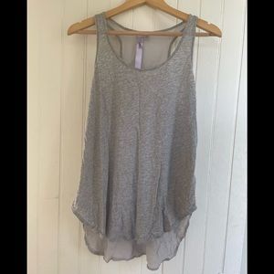 WILT Racer-Back Asymmetrical Tank Shirt with sheer back - SIZE LARGE